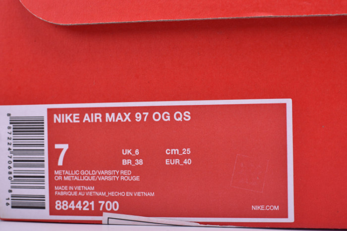 NIKE AIR MAX 97 OG QS "2017 RELEASE" metallic gold 884421-700