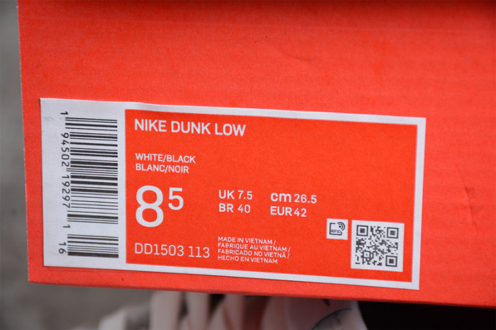 Nike SB Dunk Low White Black Running Shoes DD1503-113