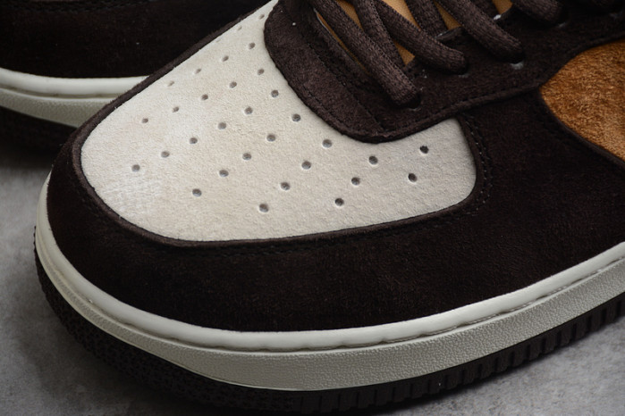 Nike Air Force 1 07 Low Dark Brown Yellow White Shoes NT9986-008