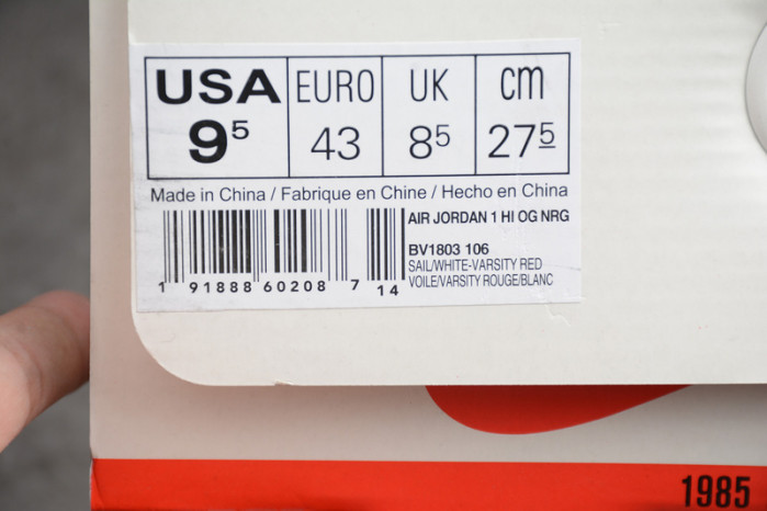 Air Jordan 1 Hi OG NRG "Nigel Sylvester" BV1803-106