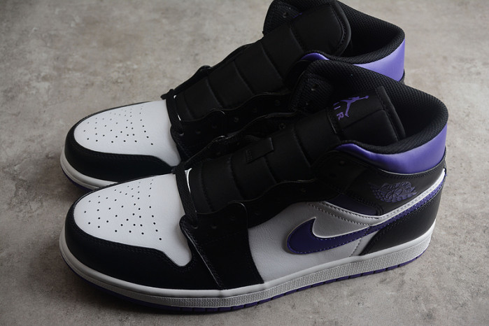 AIR JORDAN 1 MID WHITE BLACK PURPLE 554724-095
