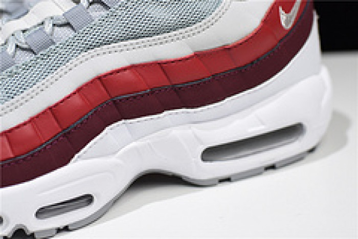 NIKE Air Max 95 Essential Mens White-Grey-Red Running Shoes 749766 103